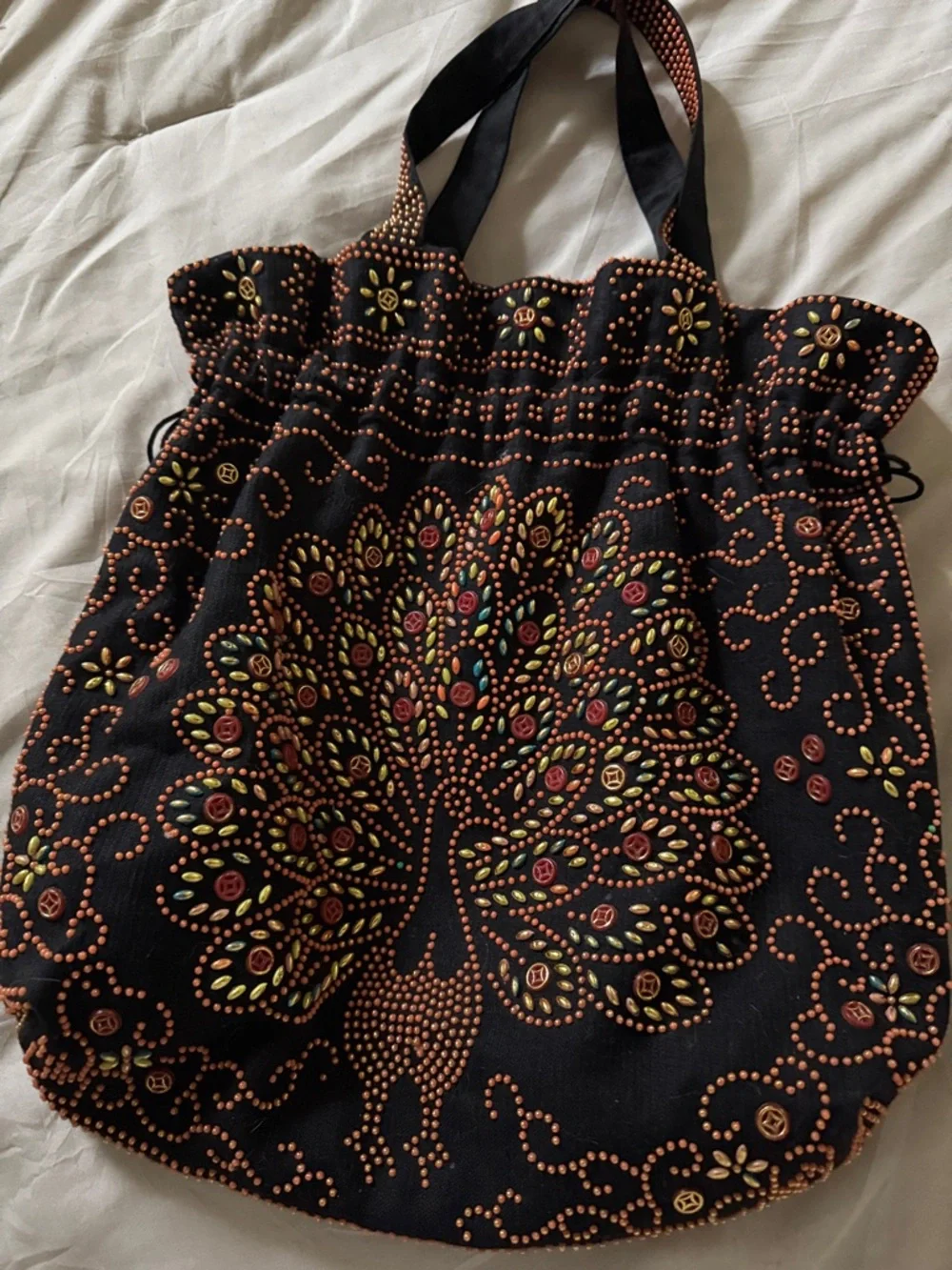 Vintage Black beaded peacock purse Unbranded - Picture 2 of 4